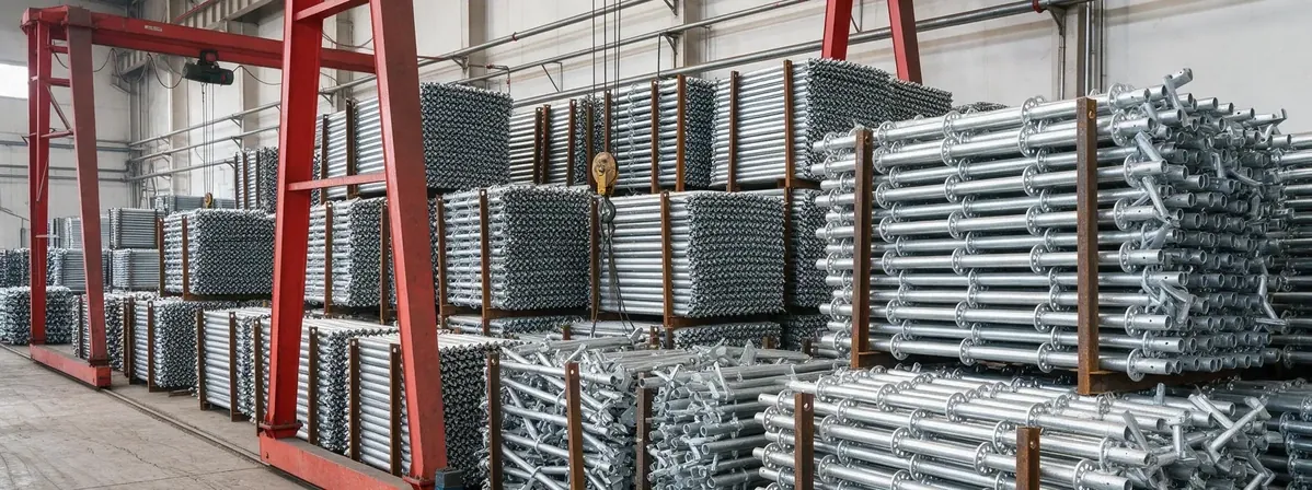 Hot dip galvanized ringlock standards and ledgers in the warehouse