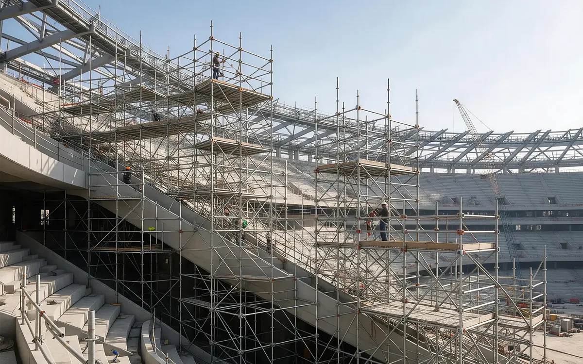 Ringlock scaffolding production for a stadium renovation project