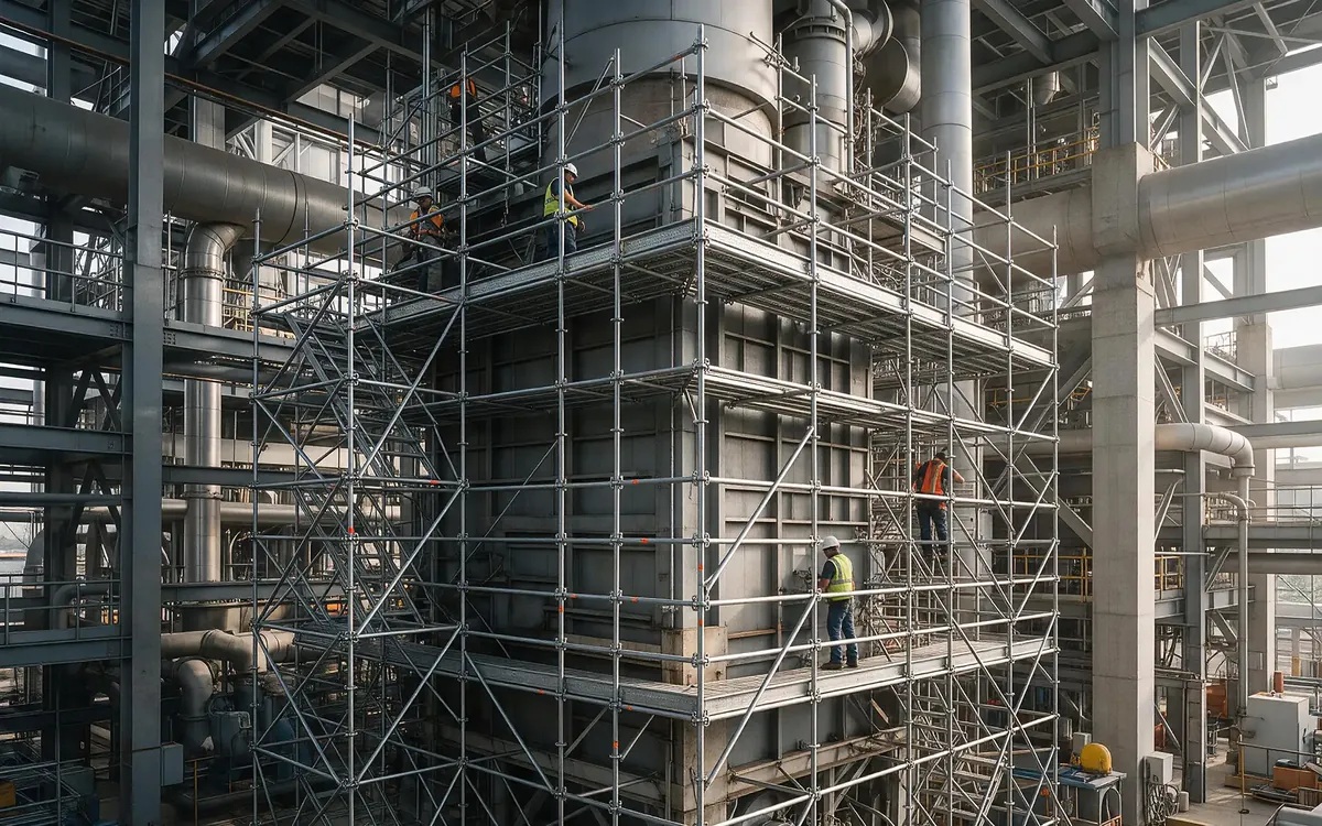 Loading ringlock scaffolding into a container for a petrochemical plant project
