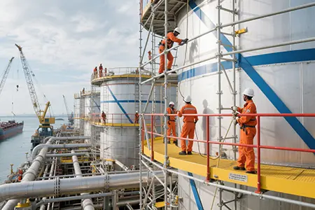 Scaffolding plays a very important role in the maintenance of chemical plants.