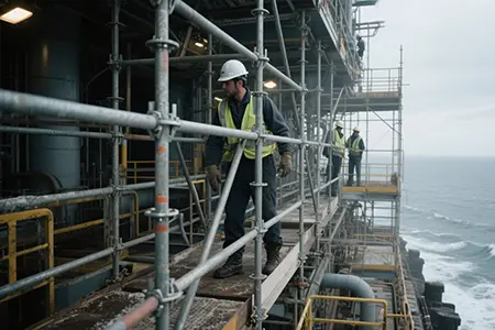 cup lock system scaffolding at the Harbor Power Plant upgrade